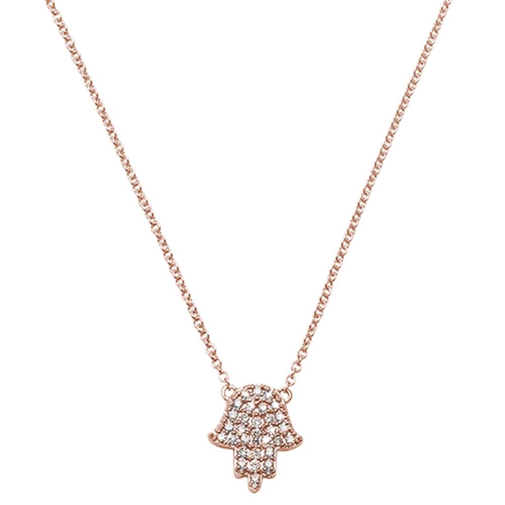 Muse Jewelry .10ct 14kt Rose Gold Trendy Hand of Hamsa Chai Necklace 18"