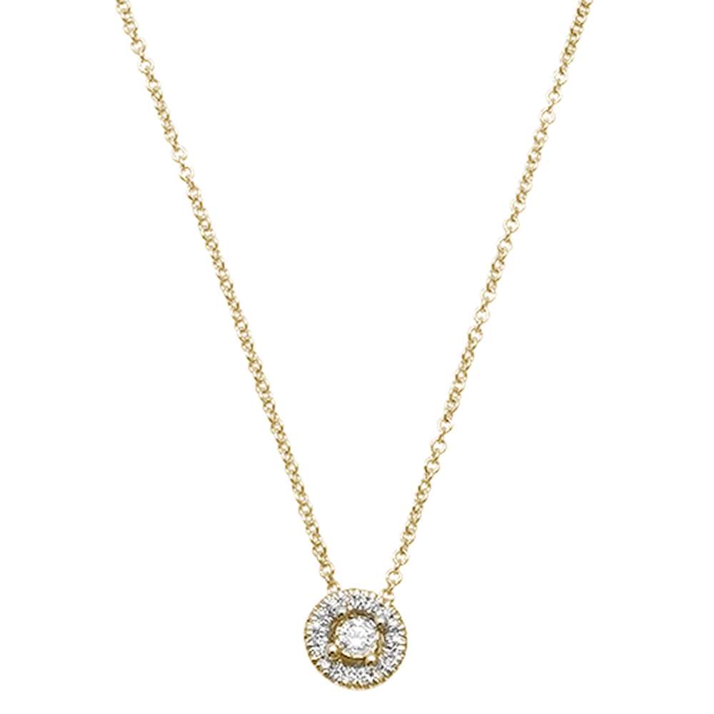 Muse Jewelry .08ct 14kt Yellow Gold Round Diamond Halo Pendant 18" Necklace