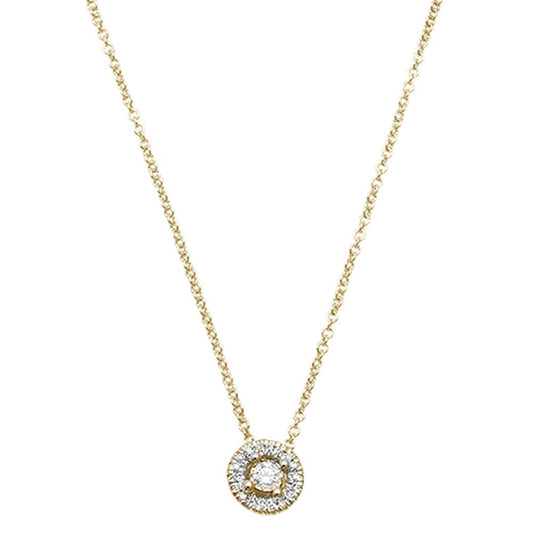 Muse Jewelry .08ct 14kt Yellow Gold Round Diamond Halo Pendant 18" Necklace