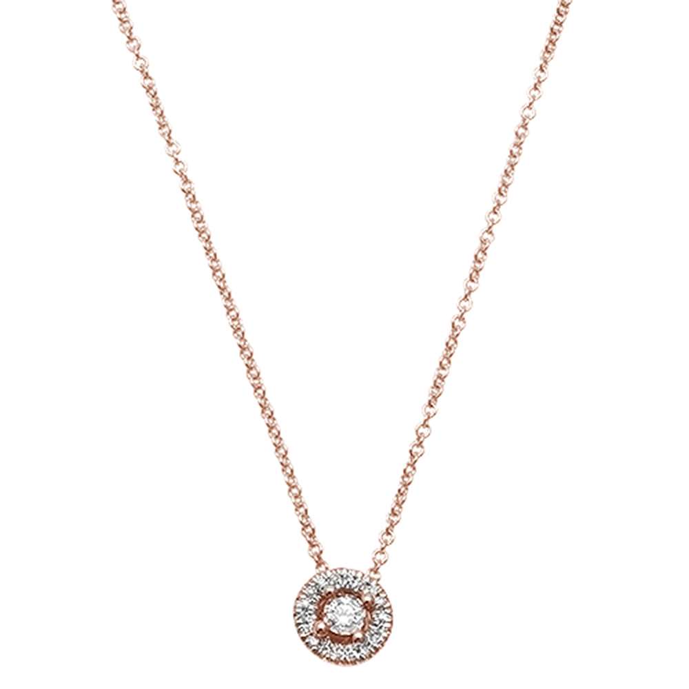 Muse Jewelry .08ct 14kt Rose Gold Round Diamond Halo Drop Pendant 18" Necklace