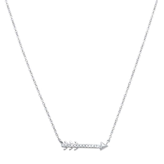 Muse Jewelry .03ct 14kt White Gold Trendy Diamond Cupid Arrow Pendant 18" Necklace