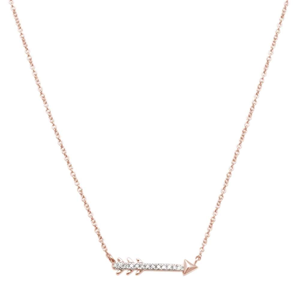 Muse Jewelry .03ct 14kt Rose Gold Trendy Diamond Cupid Arrow Pendant 18" Necklace