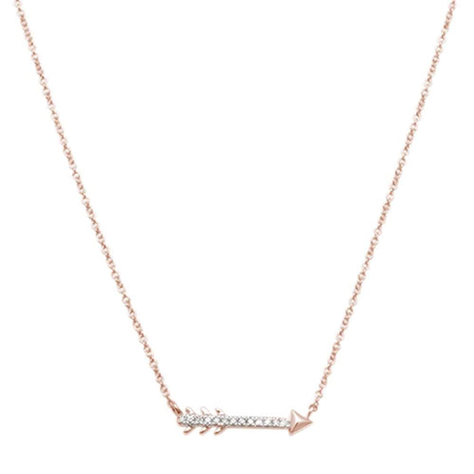 Muse Jewelry .03ct 14kt Rose Gold Trendy Diamond Cupid Arrow Pendant 18" Necklace