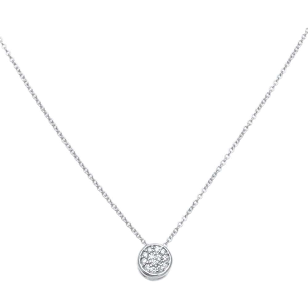 Muse Jewelry .08ct 14kt White Gold Round Diamond Drop Pendant 18" Necklace