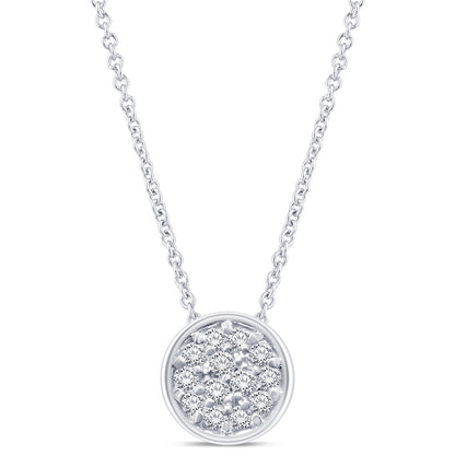 Muse Jewelry .08ct 14kt White Gold Round Diamond Drop Pendant 18" Necklace