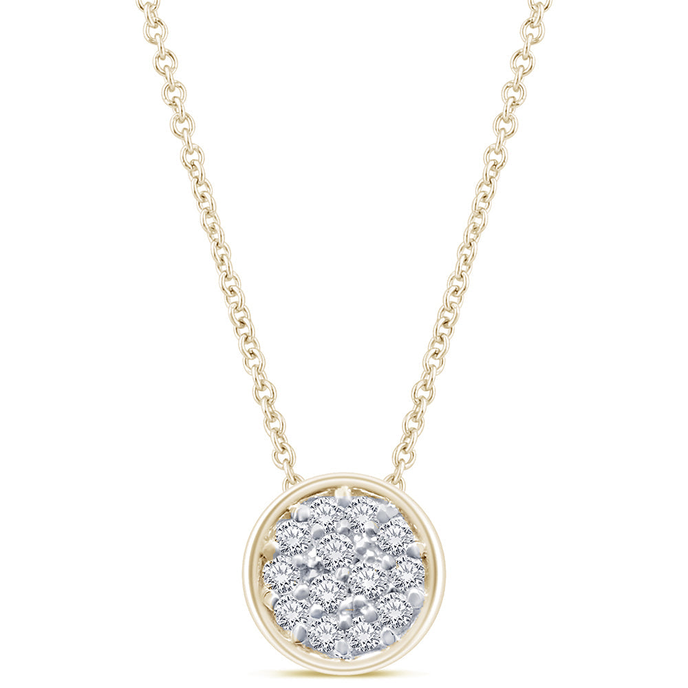 Muse Jewelry .08ct 14kt Yellow Gold Round Diamond Drop Pendant 18" Necklace