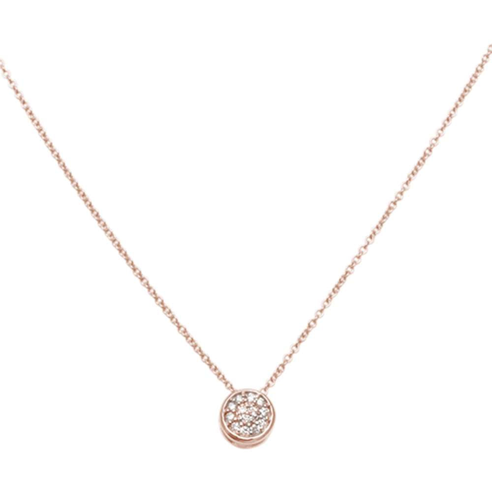 Muse Jewelry .08ct 14kt Rose Gold Round Diamond Drop Pendant 18" Necklace