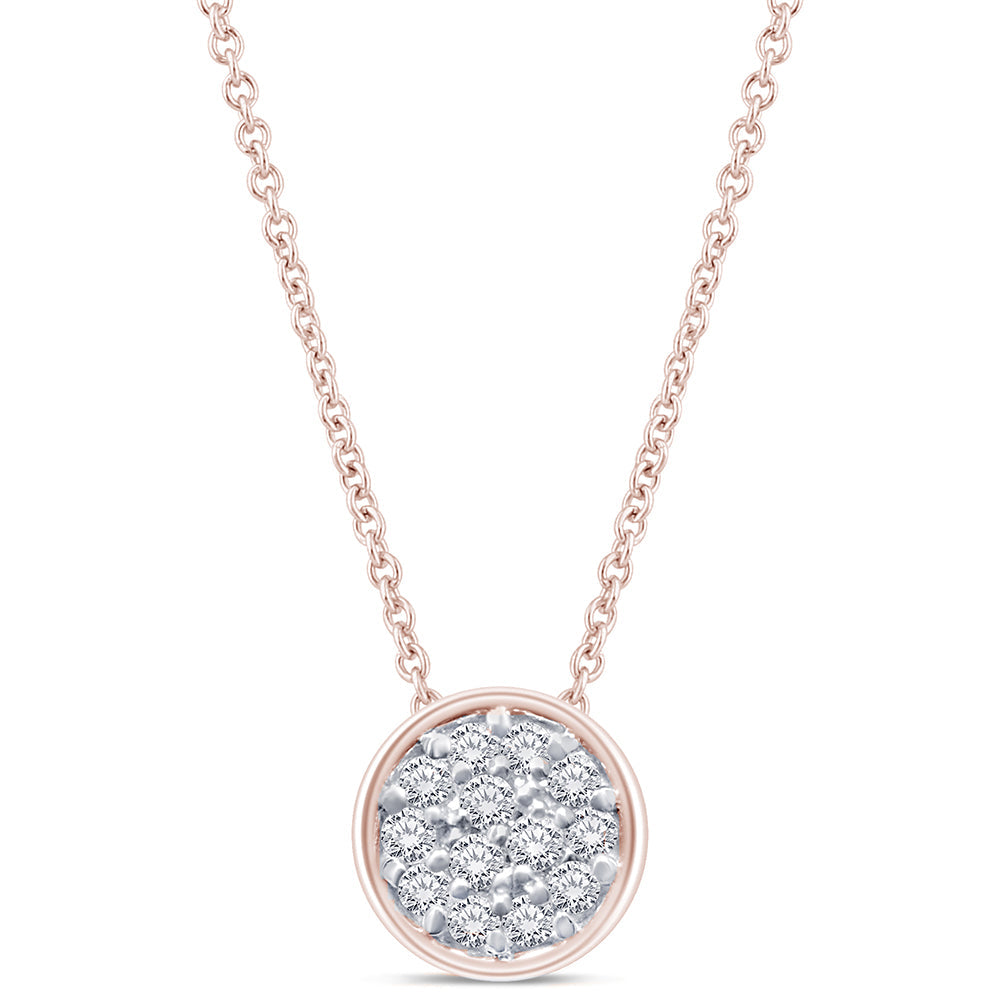 Muse Jewelry .08ct 14kt Rose Gold Round Diamond Drop Pendant 18" Necklace