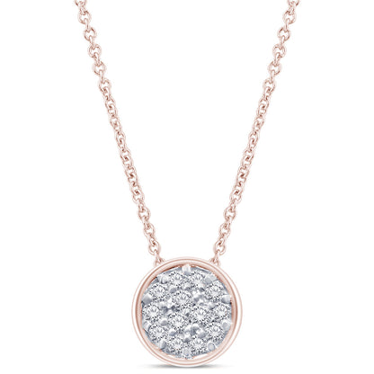 Muse Jewelry .08ct 14kt Rose Gold Round Diamond Drop Pendant 18" Necklace