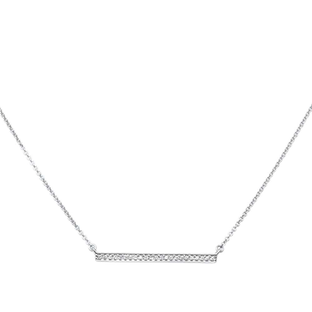 Muse Jewelry .07ct 14kt White Gold Diamond Trendy Bar Pendant 18" Necklace