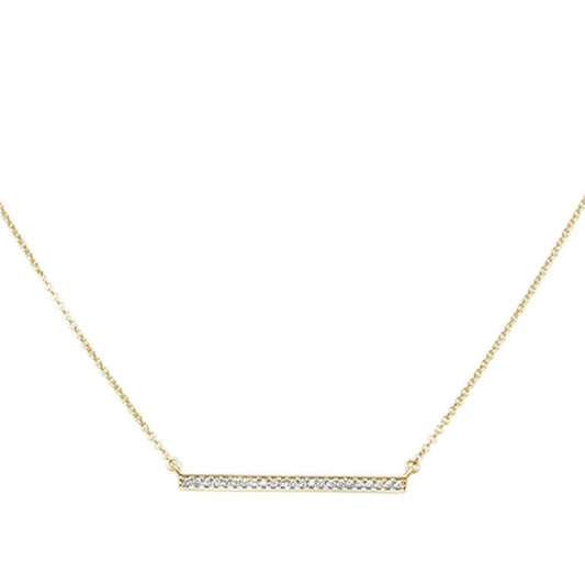 Muse Jewelry .07ct 14kt Yellow Gold Diamond Trendy Bar Pendant 18" Necklace