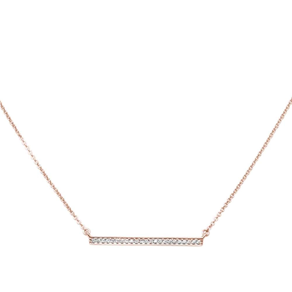 Muse Jewelry .07ct 14kt Rose Gold Diamond Trendy Bar Pendant 18" Necklace