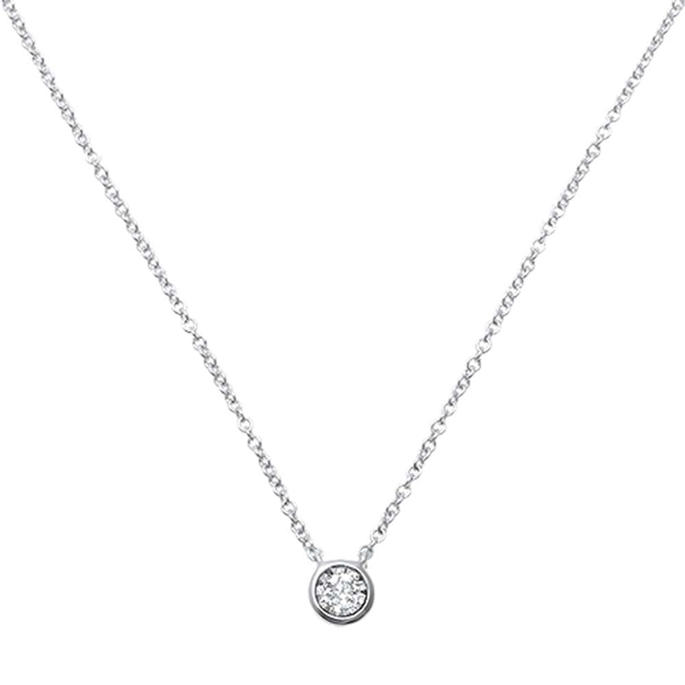 Muse Jewelry .07ct 14kt White Gold Round Bezel Diamond Solitaire Pendant 18" Necklace