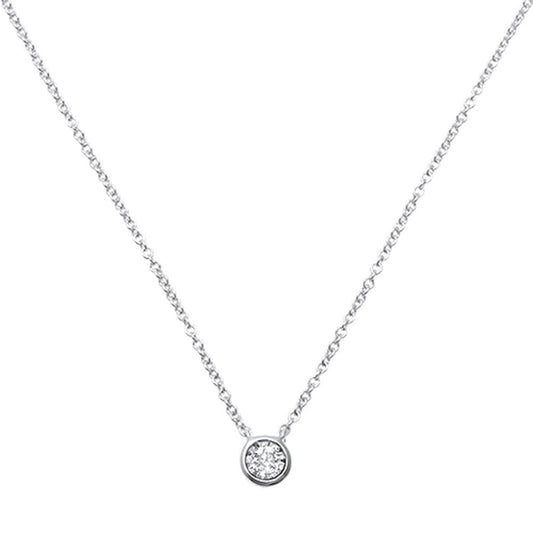 Muse Jewelry .07ct 14kt White Gold Round Bezel Diamond Solitaire Pendant 18" Necklace