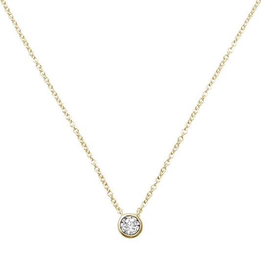 Muse Jewelry .07ct 14kt Yellow Gold Round Bezel Diamond Solitaire Pendant 18" Necklace