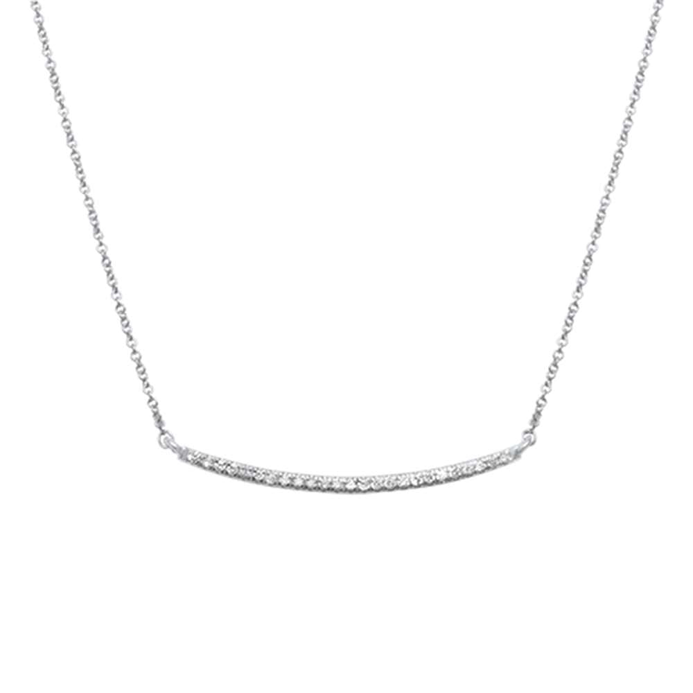 Muse Jewelry .15ct 14kt White Gold Diamond Trendy Bard Pendant 18" Necklace