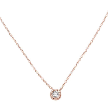 Muse Jewelry .06ct 14kt Rose Gold Bezel Solitaire Round Diamond Pendant 18" Necklace