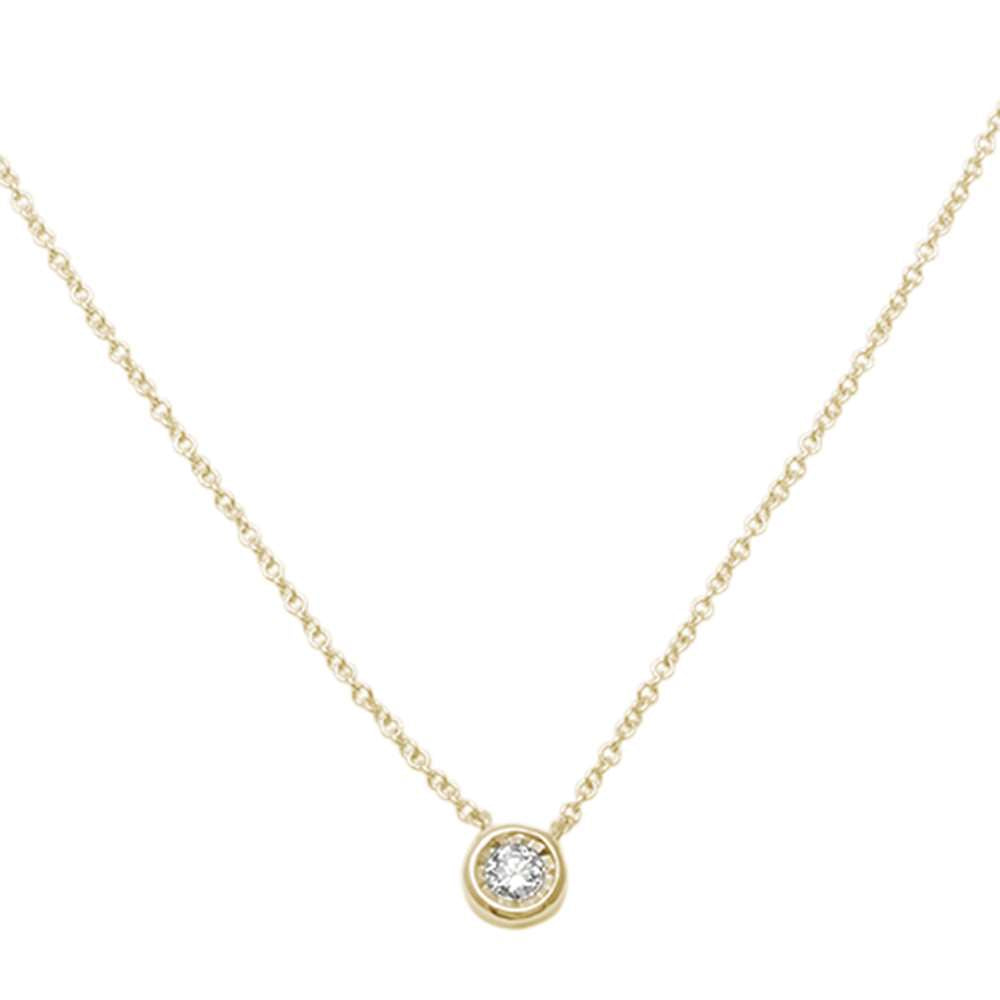 Muse Jewelry .05ct 14kt Yellow Gold Bezel Solitaire Round Diamond Pendant 18" Necklace