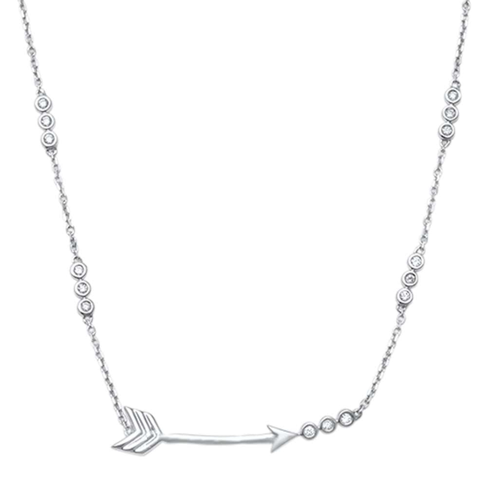 Muse Jewelry .15ct 14kt White Gold Diamond Trendy Cupid Arrow Layer Pendant 18" Necklace