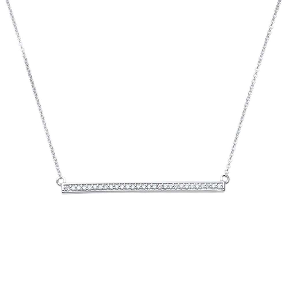 Muse Jewelry .14ct 14kt White Gold Trendy Round Diamond Bar Pendant 18" Necklace