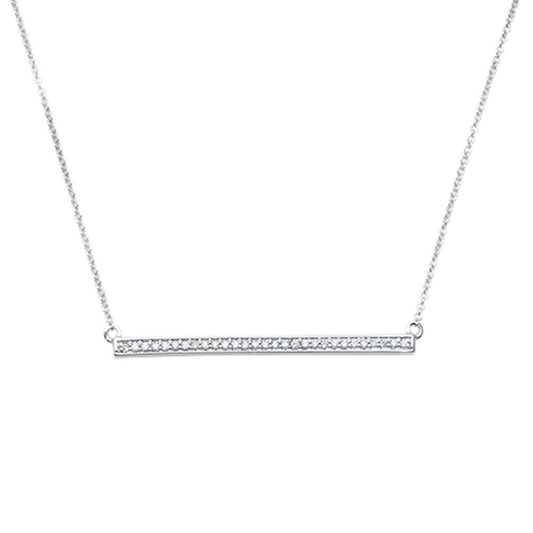 Muse Jewelry .14ct 14kt White Gold Trendy Round Diamond Bar Pendant 18" Necklace