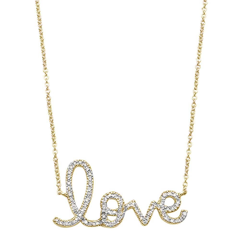 Muse Jewelry .16ct G SI 14k Yellow Gold Diamond Heart "Love" Script Pendant Necklace 18" Long