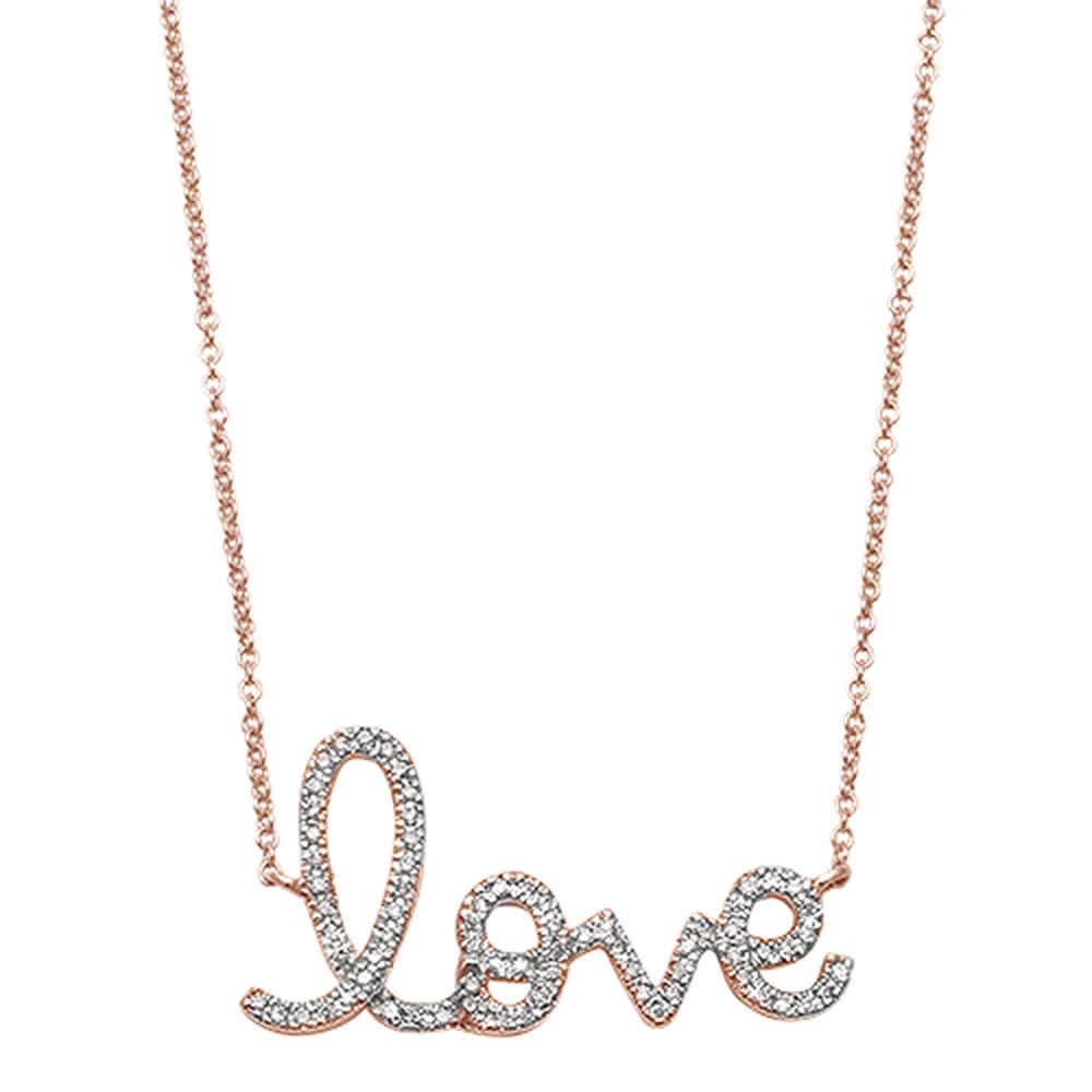 Muse Jewelry .18ct G SI 14k Rose Gold Heart Diamond "Love" Script Pendant Necklace 18" Long