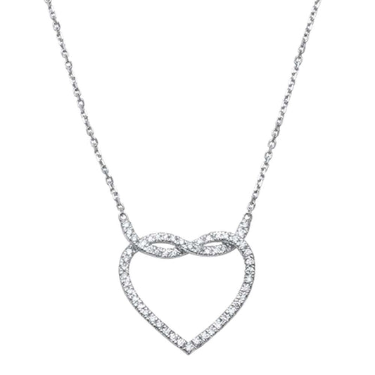 Muse Jewelry .24ct 14kt White Gold Infinity Love Knot Heart Diamond Pendant 18" Necklace