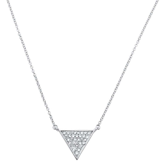 Muse Jewelry .15ct 14kt White Gold Triangle Trendy Diamond Pendant 18" Necklace