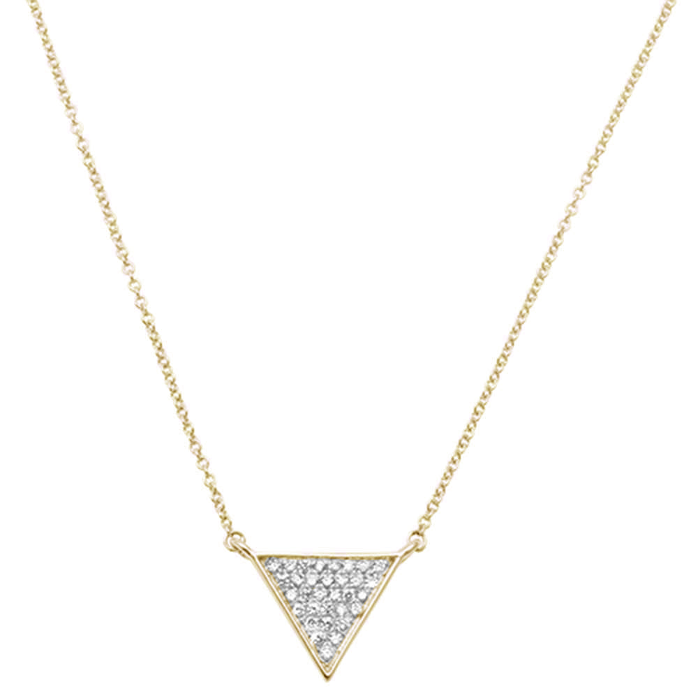 Muse Jewelry .16ct 14kt Yellow Gold Triangle Trendy Diamond Pendant 18" Necklace