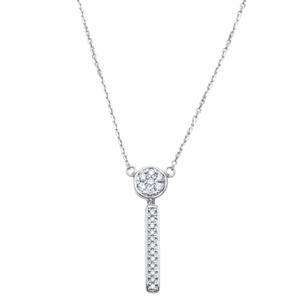 Muse Jewelry .17ct 14kt White Gold Drop Dangle Lariat Style Pendant 18" Necklace