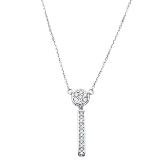 Muse Jewelry .17ct 14kt White Gold Drop Dangle Lariat Style Pendant 18" Necklace