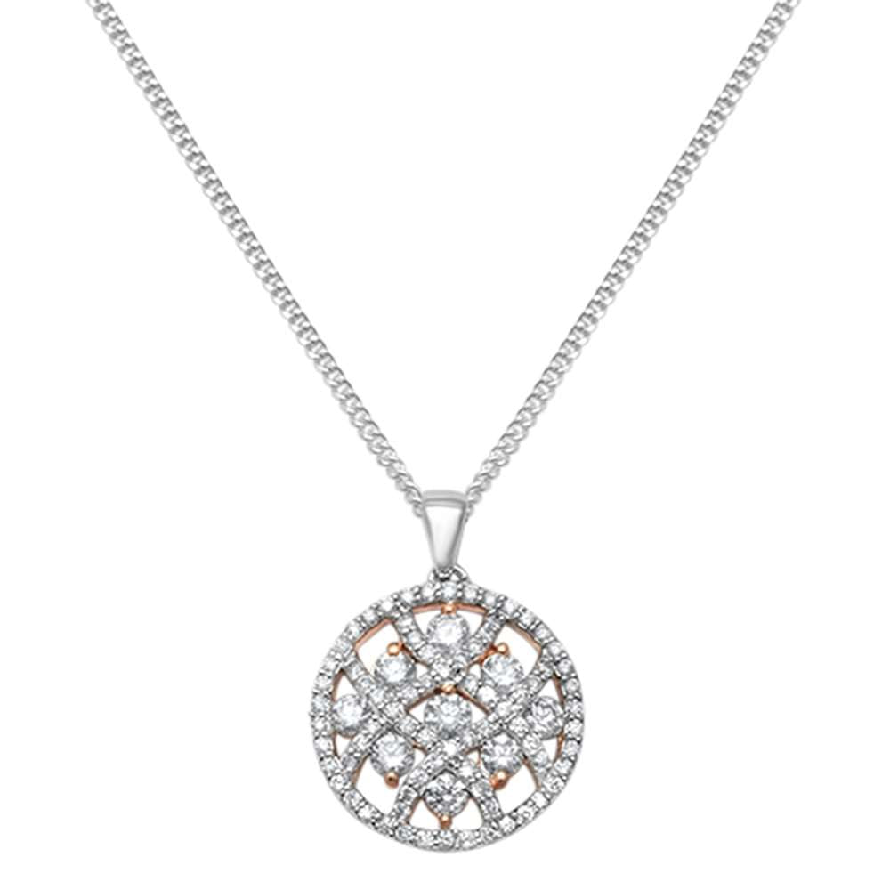 Muse Jewelry .73ct 14kt White Gold Diamond Round Antique Filigree Pendant Necklace 18"