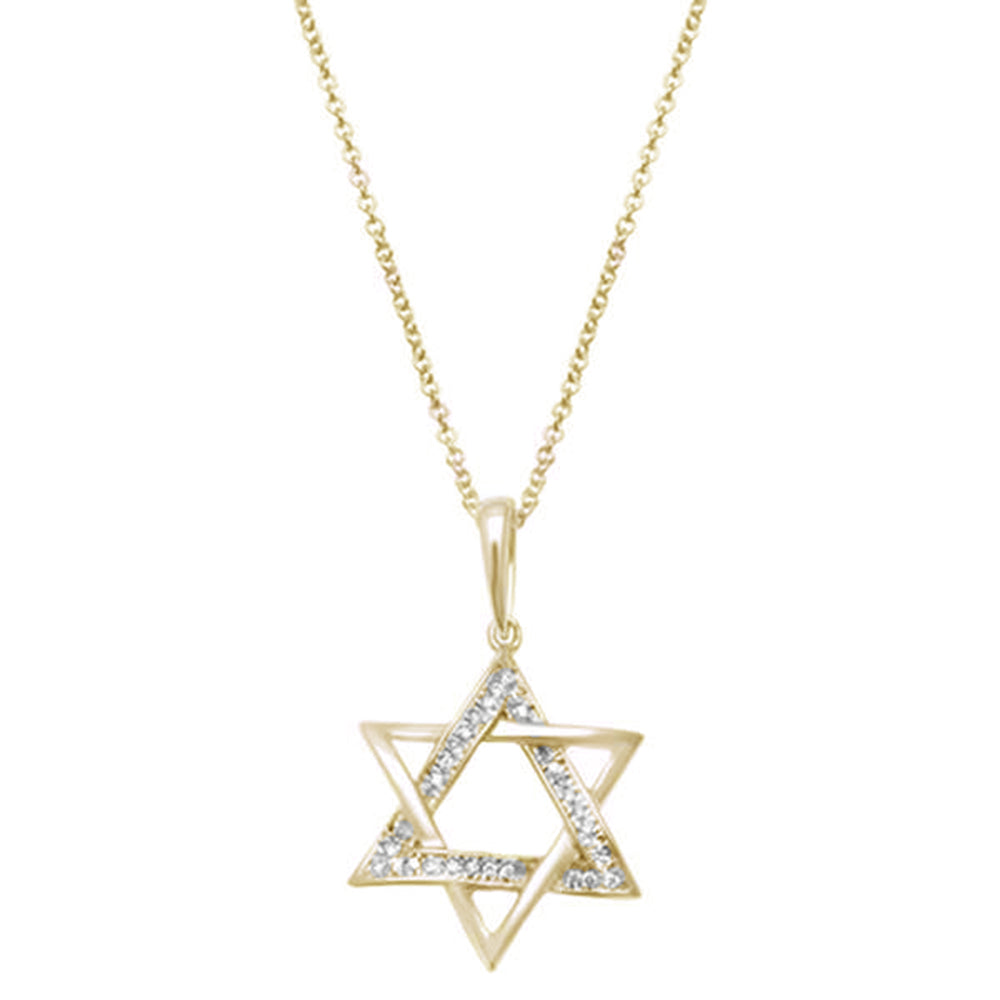 Muse Jewelry .05ct 14kt Yellow Gold Diamond Star of David Charm Necklace Pendant 18"