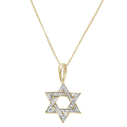 Muse Jewelry .10ct G SI 14K Yellow Gold Diamond Star of David Pendant Necklace 18"