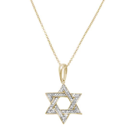 Muse Jewelry .10ct G SI 14K Yellow Gold Diamond Star of David Pendant Necklace 18"