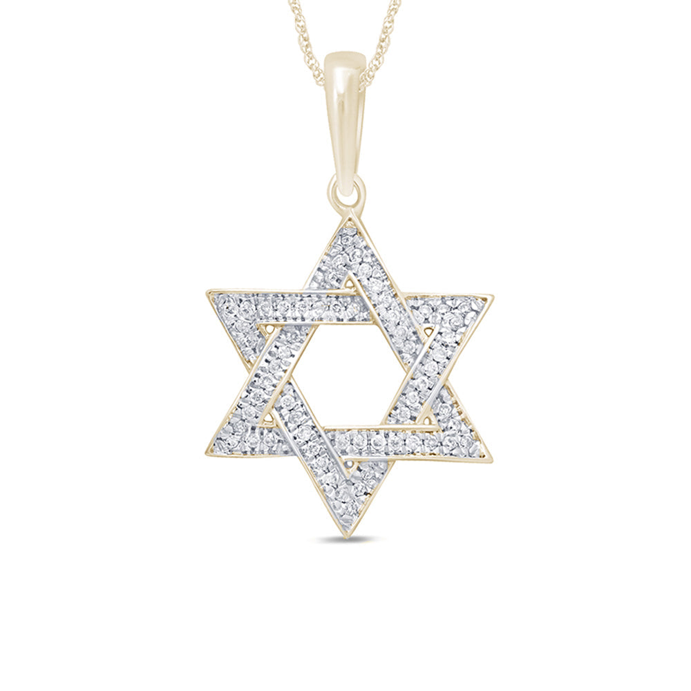 Muse Jewelry .10ct G SI 14K Yellow Gold Diamond Star of David Pendant Necklace 18"