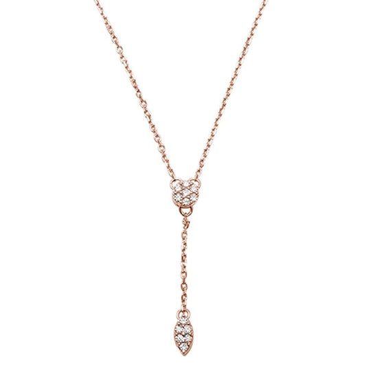 Muse Jewelry .11ct 14kt Rose Gold Drop Dangle Lariat Pendant Necklace 16"