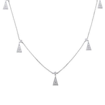 Muse Jewelry .18ct G SI 14K White Gold Diamond Trendy Triangle & Round Pendant Necklace 18" Long