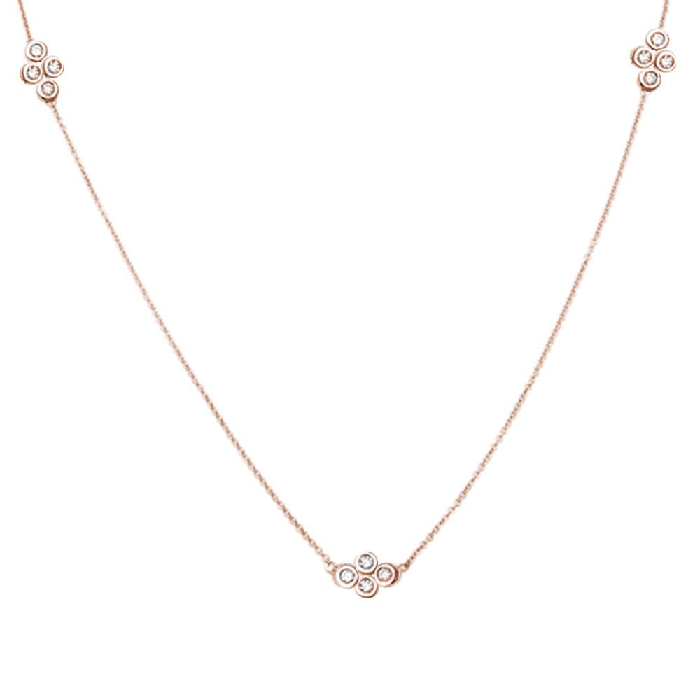 Muse Jewelry .15cts 14k Rose Gold Diamond Station Necklace 18"