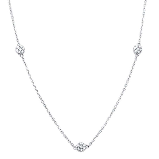 Muse Jewelry .16ct 14kt White Gold 3 Diamond Trendy Pendant 18" Necklace