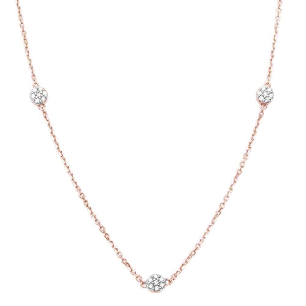 Muse Jewelry .16CT G SI 14KT Rose Gold Diamond Station Necklace 16" + 2" Chain