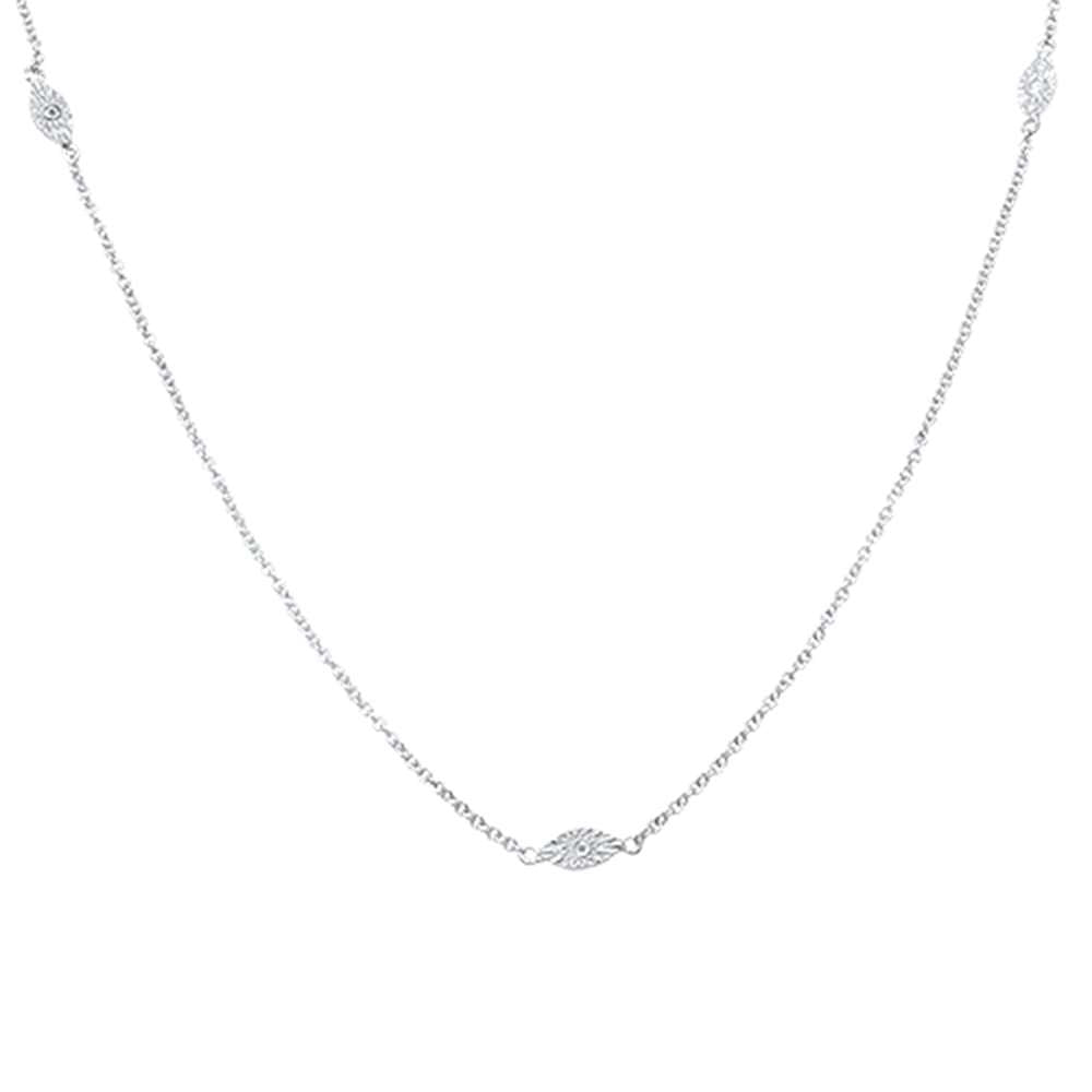 Muse Jewelry .26ct 14kt White Gold Diamond Marquise Design Pendant Layer Necklace 20"