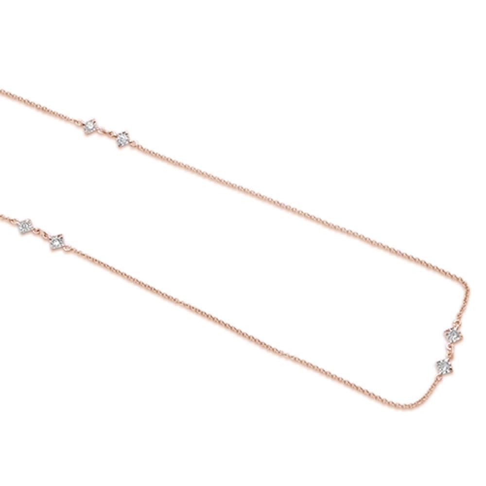 Muse Jewelry .25ct 14k Rose Gold Diamond Station Necklace 18" Long