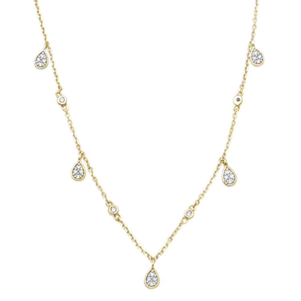 Muse Jewelry .10ct 14kt Yellow Gold Pear Tear Drop Diamond Pendant 18" Necklace