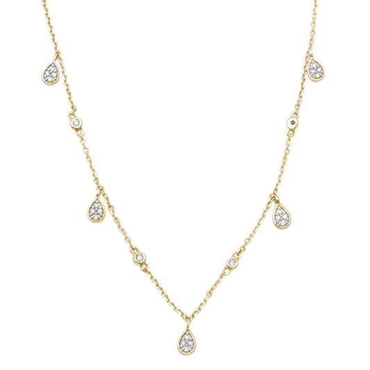 Muse Jewelry .10ct 14kt Yellow Gold Pear Tear Drop Diamond Pendant 18" Necklace