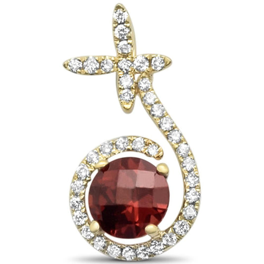 Muse Jewelry 1.39cts 14k Yellow Gold Round Garnet & Diamond Designer Pendant