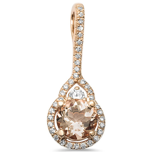 Muse Jewelry .90ct 14kt Rose Gold Round Genuine Morganite Diamond Modern Drop Pendant