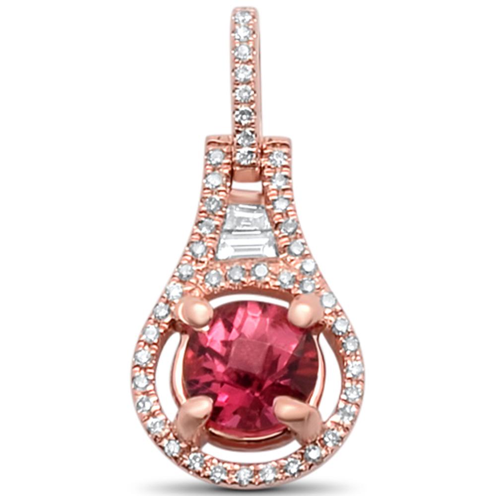 Muse Jewelry 0.61cts 14k Rose Gold Round Pink Topaz & Diamond Designer Pendant