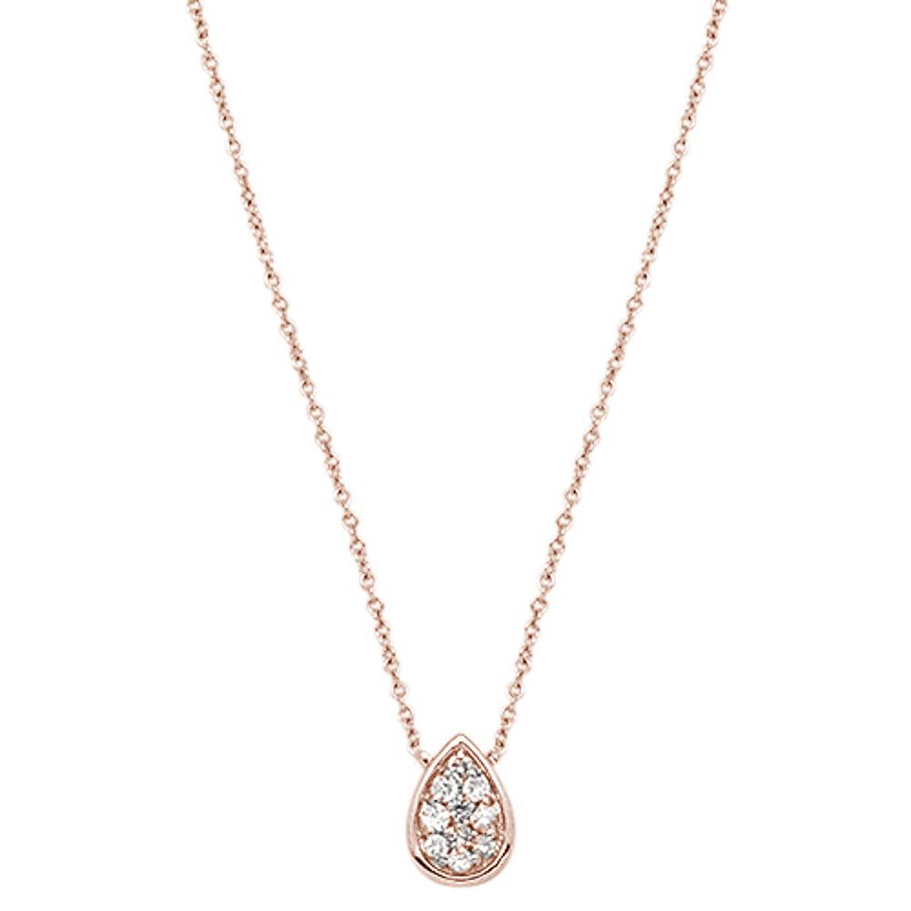 Muse Jewelry .13cts 14kt Rose Gold Diamond Pear Shape Solitaire Pendant Necklace 18"